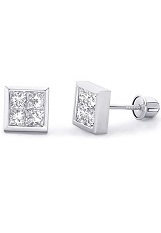 superb tiny invisible cubic zirconia white gold earrings for babies and children